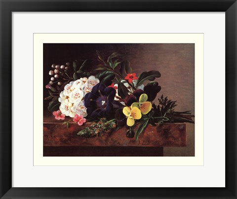 Framed A Still Life of Spring Flowers by Johan Laurentz Jensen