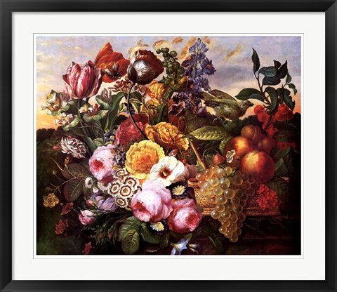 Framed Still Life with Flowers by Joseph Goblet | 24 x 33 1/2