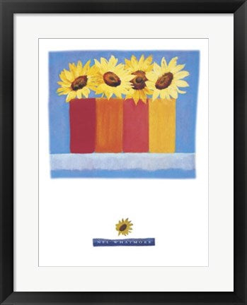Framed Four Sunflowers by Nel Whatmore | 15 3/4 x 19 3/4