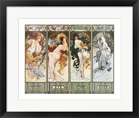 Framed Les Saisons by Alphonse Mucha | 15 3/4 x 19 3/4