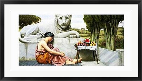 Framed The Fruit Girl by John William Godward | 19 3/4 x 39 1/2