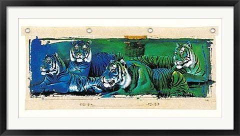Framed White Tigers by Rolf Knie | 19 3/4 x 39 1/2