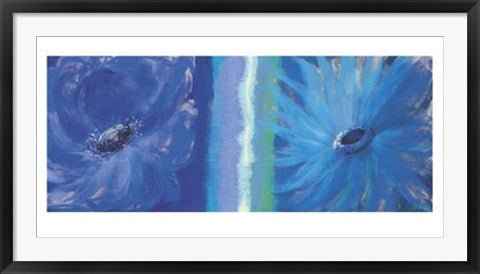 Framed Blue Flowers by Nel Whatmore | 19 3/4 x 39 1/2
