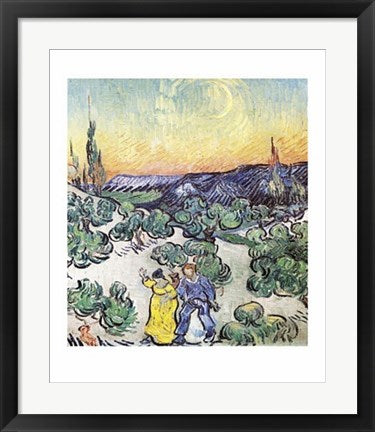 Framed La Promenade le Soir a Saint-Remy by Vincent van Gogh