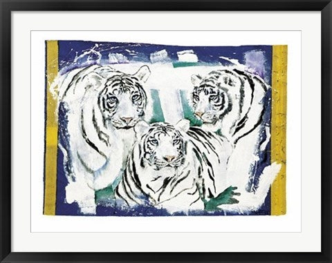 Framed Three White Tigers by Rolf Knie | 24 x 32