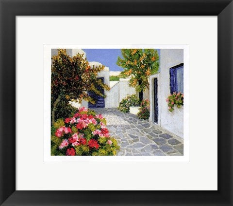 Framed Art Fleurs Roses a Mykonos by Florence Arven | 9 1/2 x 11 3/4