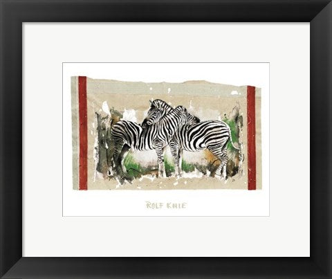 Framed Art Two Zebras by Rolf Knie | 9 1/2 x 11 3/4