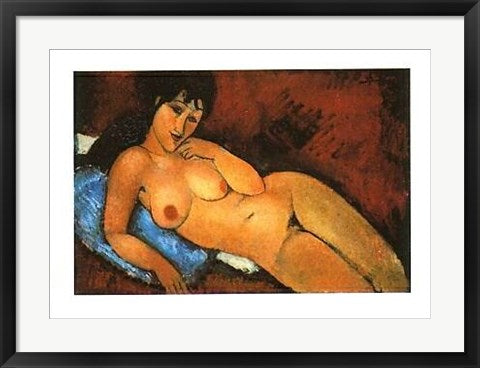 Framed Nu Sur Coussin Bleu by Amedeo Modigliani | 19 3/4 x 27 1/2