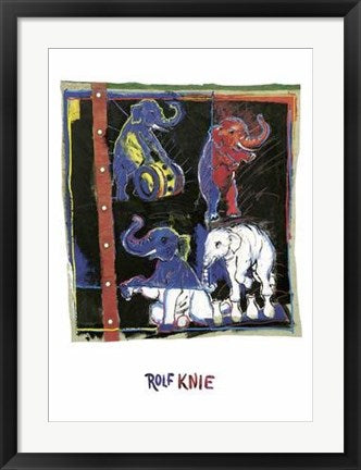 Framed Four Elephants by Rolf Knie | 27 1/2 x 19 3/4