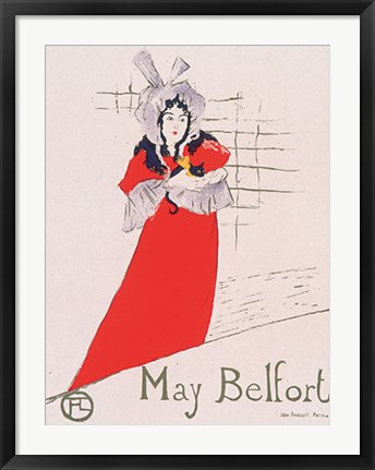Framed May Belfort by Henri de Toulouse-Lautrec | 31 x 23 3/8