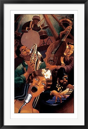 Framed Jazz Quintet by Justin Bua | 44 x 28