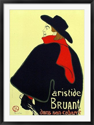 Framed Aristide Bruant by Henri de Toulouse-Lautrec | 38 3/4 x 27 1/2 Art ...