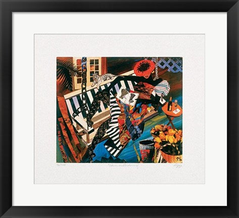 Framed Art Woman on Porch Swing by Gigi Boldon | 15 3/4 x 17 7/8