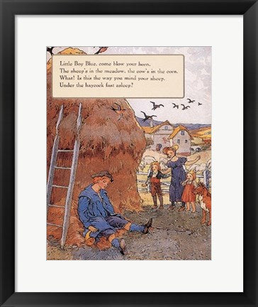 Framed Little Boy Blue by Mother Goose Collection | 16 ¾ x 13