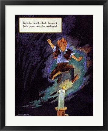 Framed Jack Jump Over the Candlestick by Mother Goose Collection