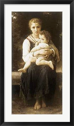Framed The Two Sisters by William-Adolphe Bouguereau | 28 x 16