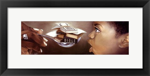 Framed Art Tough to Swallow (Boy) (small) by Edwin Lester | 7 1/4 x 22