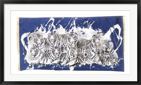 Framed Nine White Tigers by Rolf Knie | 19 3/4 x 39 1/2