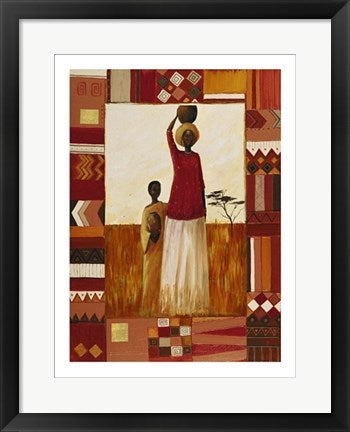 Framed Kasama Water Carrier by Emilie Gerard | 19 3/4 x 15 3/4