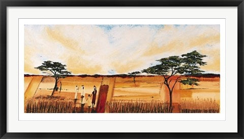 Framed Bhundu Landscape I by Emilie Gerard | 19 3/4 x 39 1/2