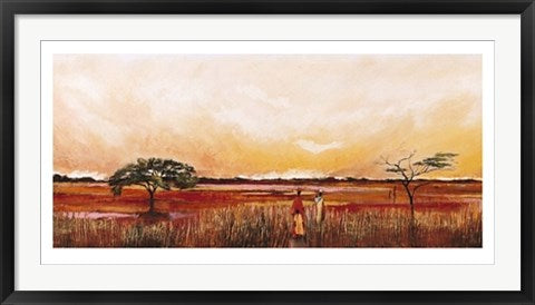 Framed Bhundu Landscape III by Emilie Gerard | 19 3/4 x 39 1/2