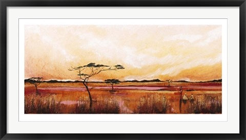 Framed Bhundu Landscape IV by Emilie Gerard | 19 3/4 x 39 1/2