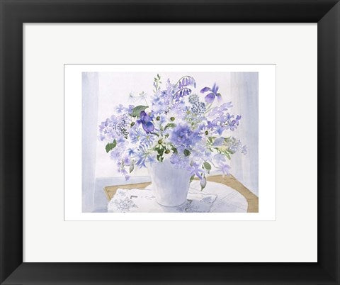 Framed Art Blue Floral Spray by Celia Russell | 9 1/2 x 11 3/4