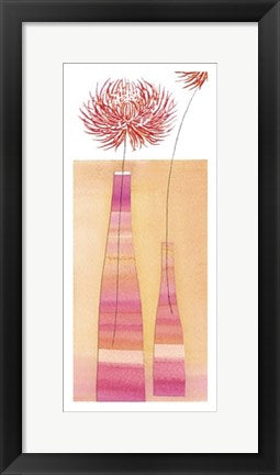 Framed Stripy Vase and Chrysanthemum by Nicola Gregory | 19 3/4 x 9