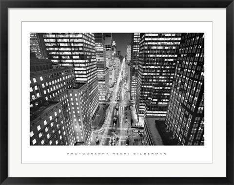 Framed Park Avenue at Night, NYC by Henri Silberman | 23 1/2 x 31 1/2 Art ...