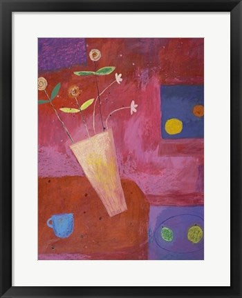 Framed Floral Study in Red and Blue by Charlotte Hardy | 19 3/4 x 15 3/4 A...
