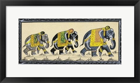 Framed Elephants I by Ravi | 9 x 19 3/4
