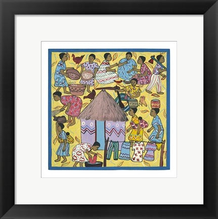 Framed Art Village Life I by Serowe | 11 3/4 x 11 3/4