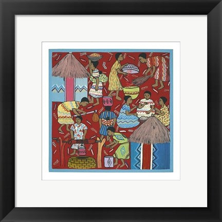Framed Art Village Life IV by Serowe | 11 3/4 x 11 3/4
