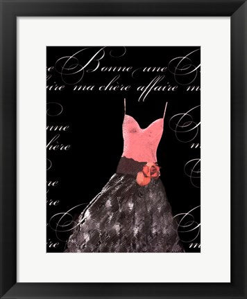 Framed Robe de Soiree Rose avec le Corsage 16 x 12