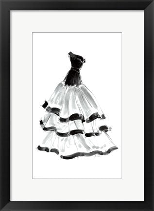 Framed Evening Gown with Ruffles by Tina Amico | 16 x 10