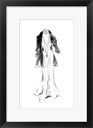 Framed Black Jacket with Necklace by Tina Amico | 16 x 10