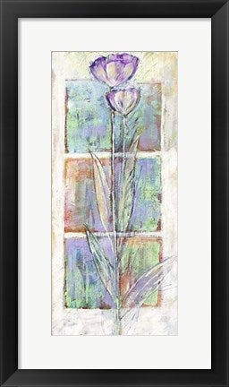 Framed Floral Study, Purple by Yvonne Dulac | 19 3/4 x 9