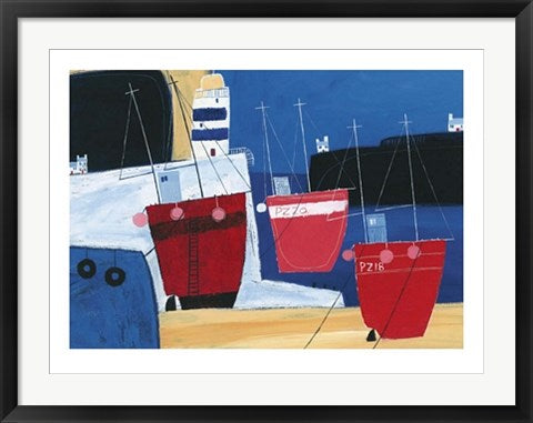 Framed Three Red Boats by Dave Jaundrell | 23 1/2 x 31 1/2