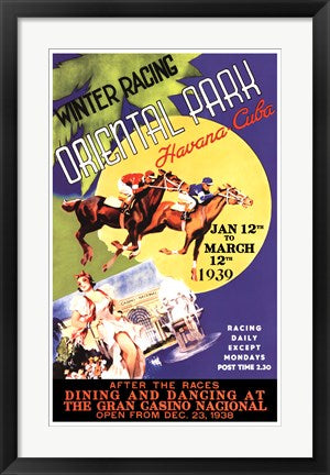 Framed Winter Racing, Oriental Park, Havana, Cuba, 1939 