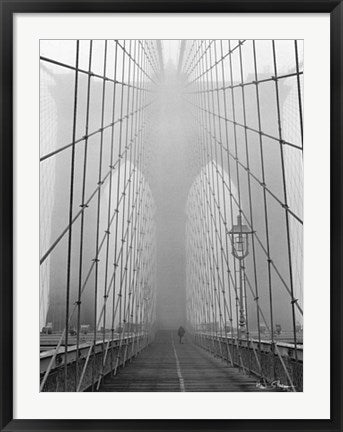 Framed Foggy Day on Brooklyn Bridge by Henri Silberman | 31 1/2 x 23 ½ Art...