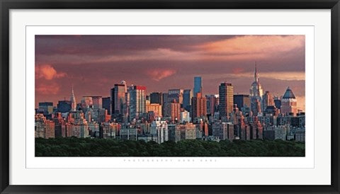 Framed Sunrise Over New York Skyline by Hank Gans | 19 3/4 x 39 1/2