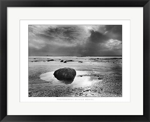 Framed Roche Couverte de Varechs, Pointe de Saire by Olivier Meriel