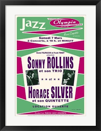 Framed Sonny Rollins & Horace Silver, Paris, 1964 24 x 17