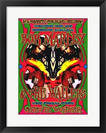 Framed Bob Marley & Stevie Wonder, Kingston, Jamaica, 1975 by Dennis Loren