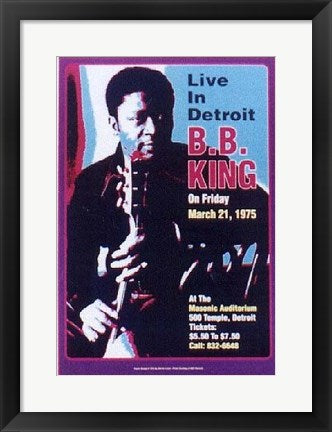 Framed B.B. King, Masonic Auditorium, Detroit, 1974 by Dennis Loren