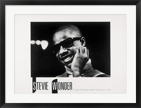 Framed Stevie Wonder 19 3/4 x 27 1/2
