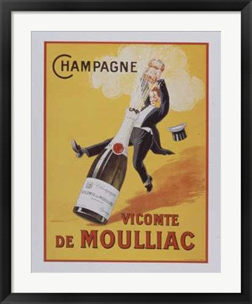 Framed Vicomte de Moulliac Champagne 28 x 22