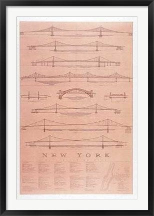 Framed East River Bridges NY by Craig Holmes | 40 x 26