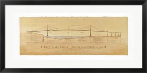 Framed Lions Gate Bridge by Joseph Boquiren | 13 x 33