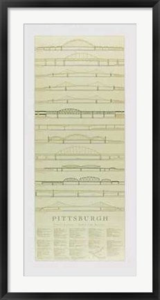 Framed Pittsburgh Bridges by Joseph Boquiren | 37 x 17